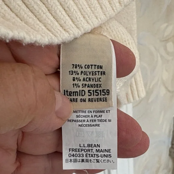 L.L. Bean Off-White Cotton Blend Knit Turtleneck Tunic Sweater. EUC - Picture 7 of 7